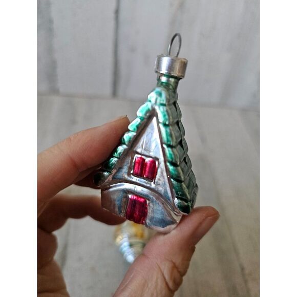 Vintage glass cupcake Church chapel Bell mini ornament set Xmas tree - Picture 4 of 11